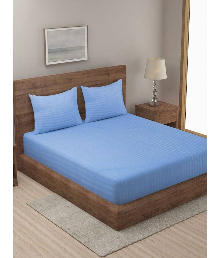     			Klotthe Poly Cotton 1 Double King Bedsheet with 2 Pillow Covers ( Sky Blue )