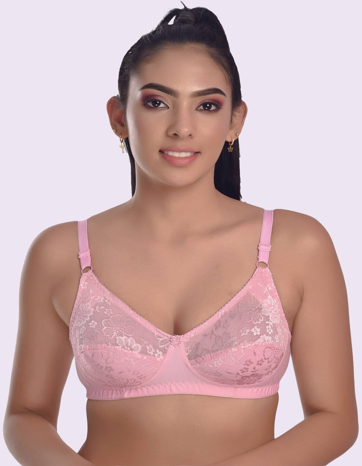     			LadySoft Cotton Blend Non Padded Women's Everyday Bra ( Pink ) Nancy Bra