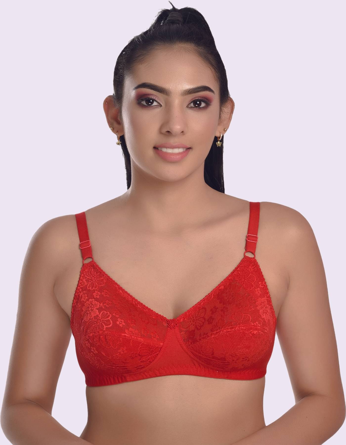     			LadySoft Cotton Blend Non Padded Women's Everyday Bra ( Red ) Nancy Bra