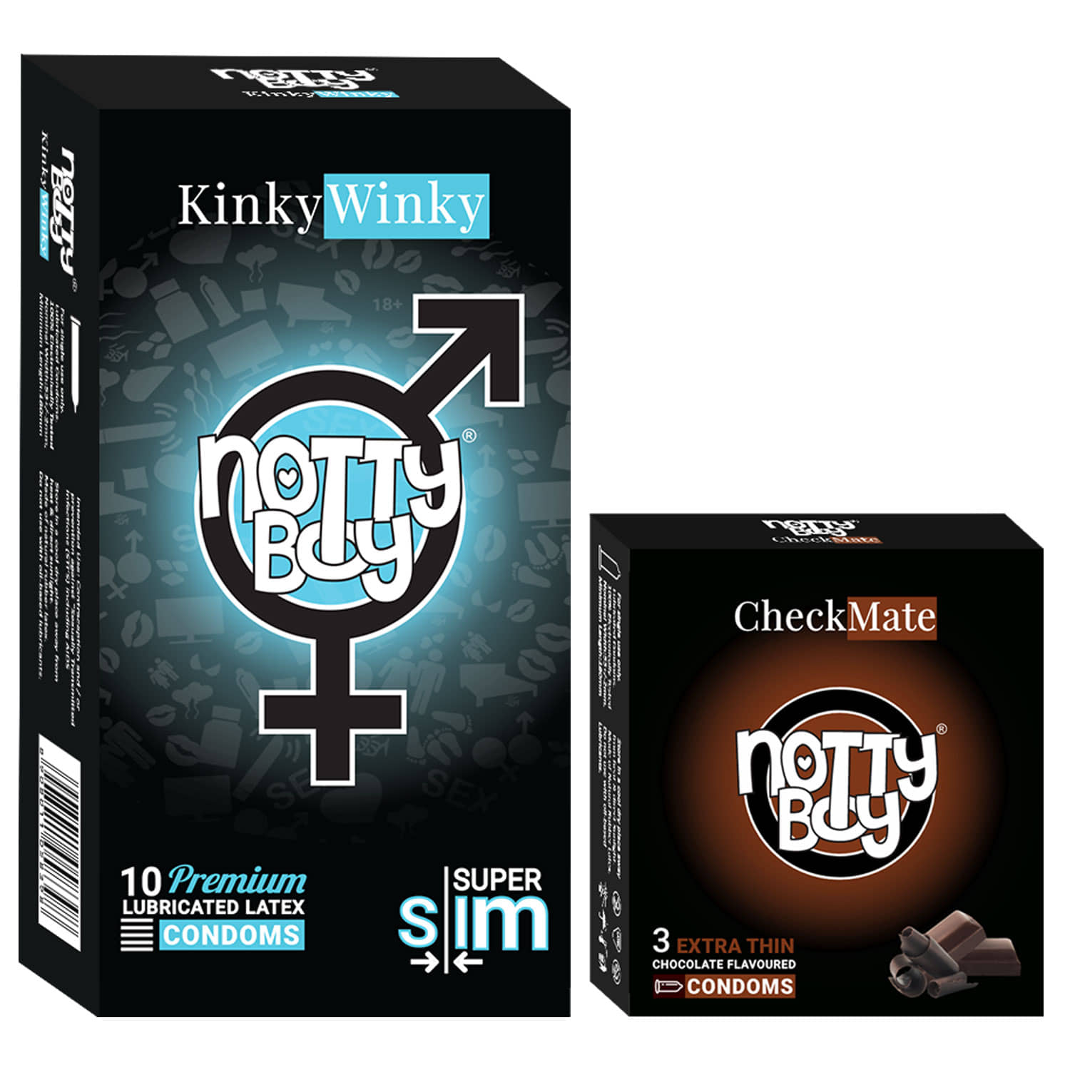 NottyBoy Super Slim Extra Thin and Chocolate Flavour Condoms - (Set of 2, 13 Pieces)