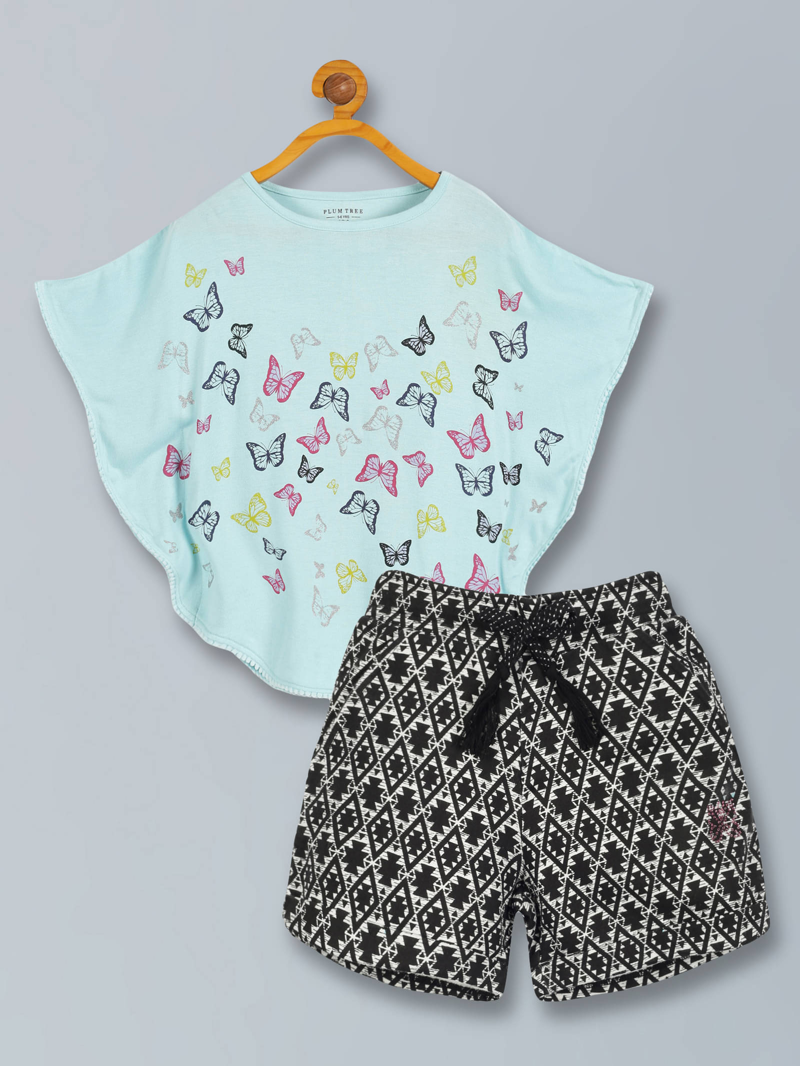     			PLUM TREE Pack of 2 Girls Viscose Shirt With Shorts ( Aqua )