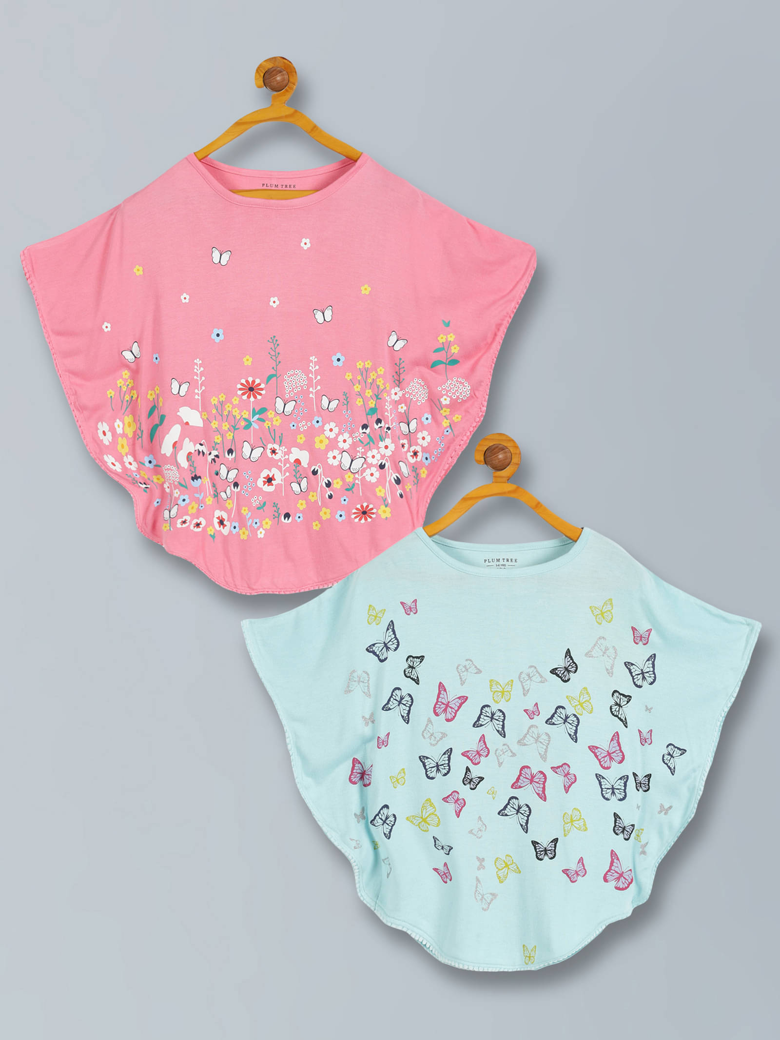     			PLUM TREE Pack of 2 Girls Viscose Top ( Blue )