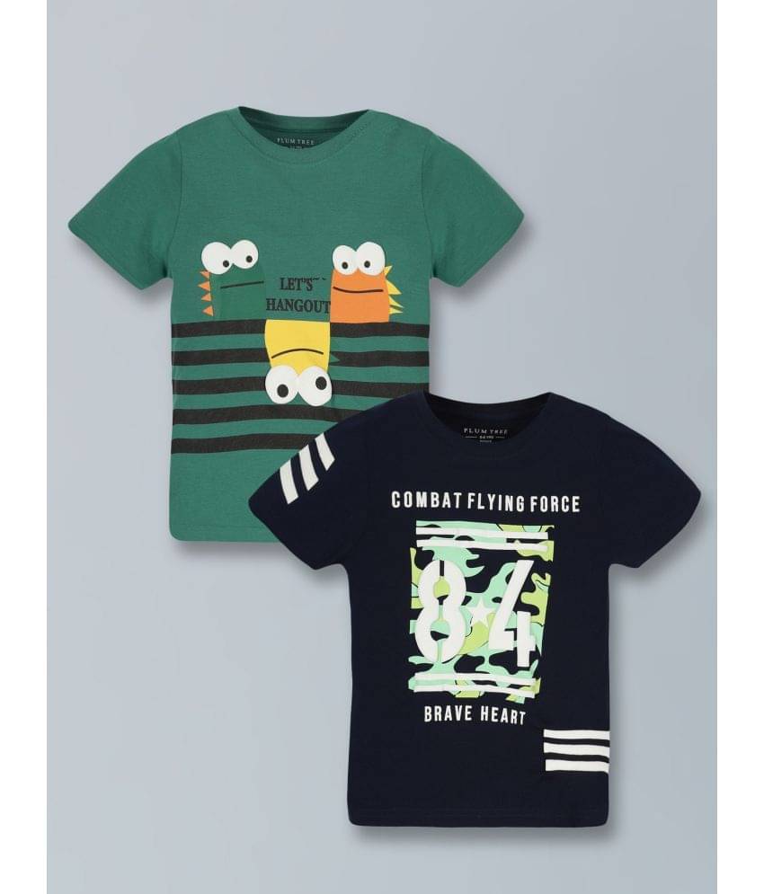     			PLUM TREE Pack of 2 Boys Cotton T-Shirt ( Navy )