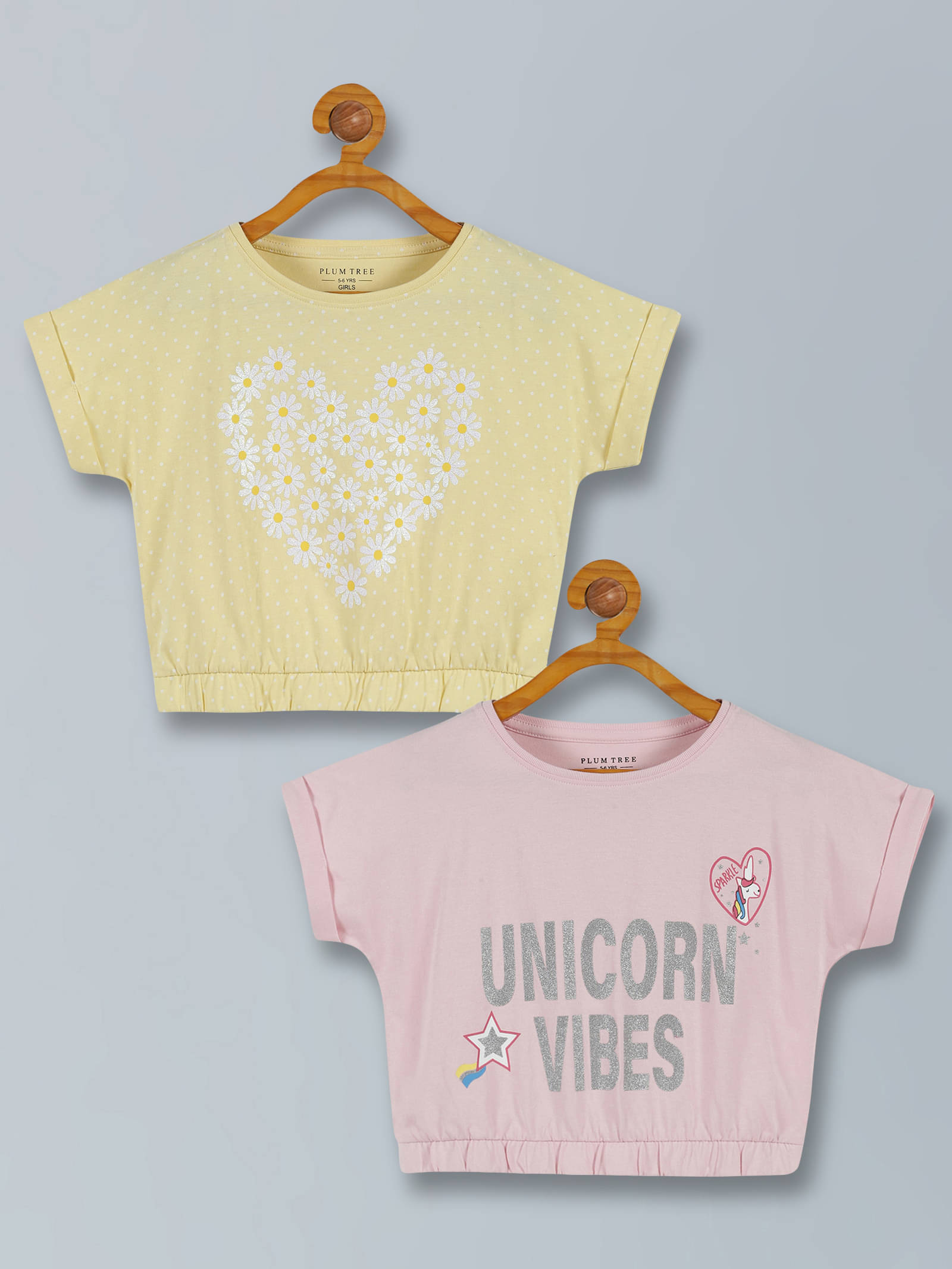     			PLUM TREE Pack of 2 Girls 100% Cotton Top ( Yellow )