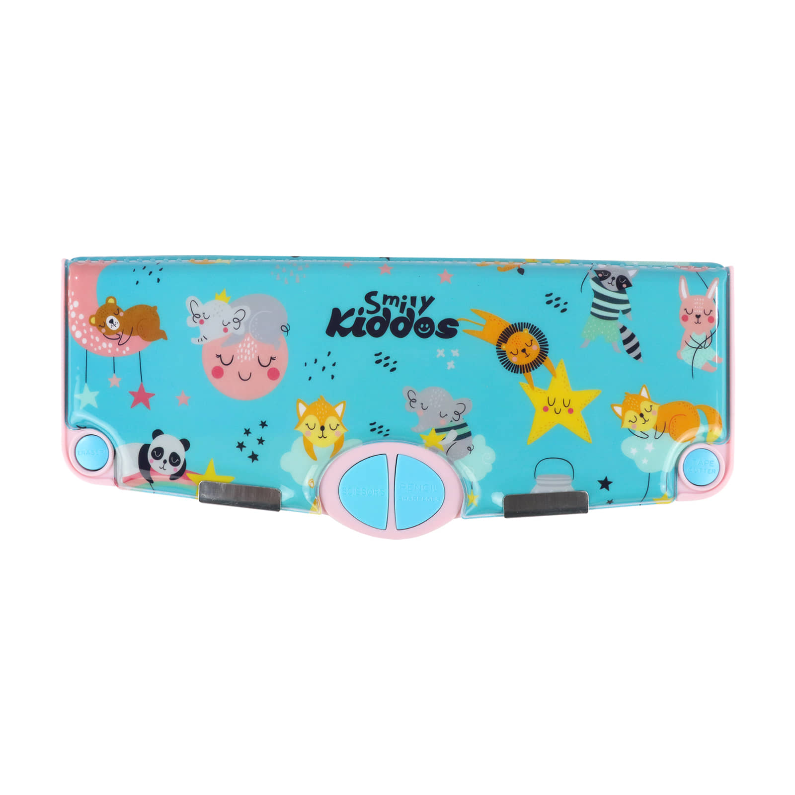 Pop Out Pencil box Rainbow Animals - Teal Blue
