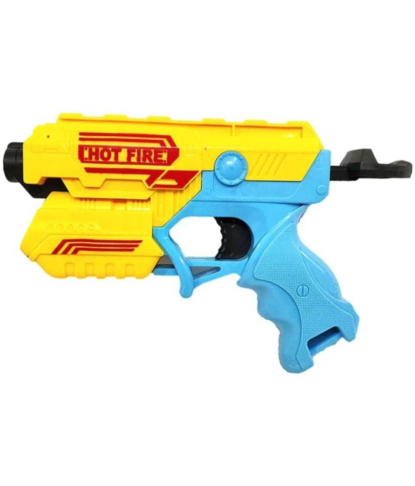     			RAINBOW RIDERS  Blaster Shots Manual Soft Bu'llet  Gun With Soft  Foam Blaster Toy Gun with Two Target Bottle and 10 Suction Dart Bu'llets  For Kids Boys Girls (5+ Years, Plastic, Multicolor) Gun Include 24 Pcs No Battery Required