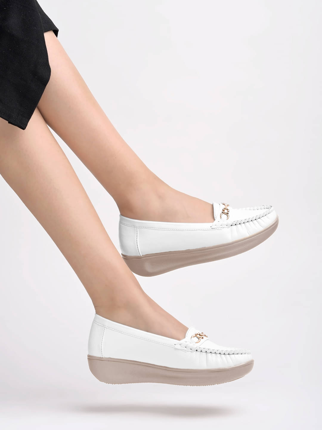     			Shoetopia White Women's Loafers