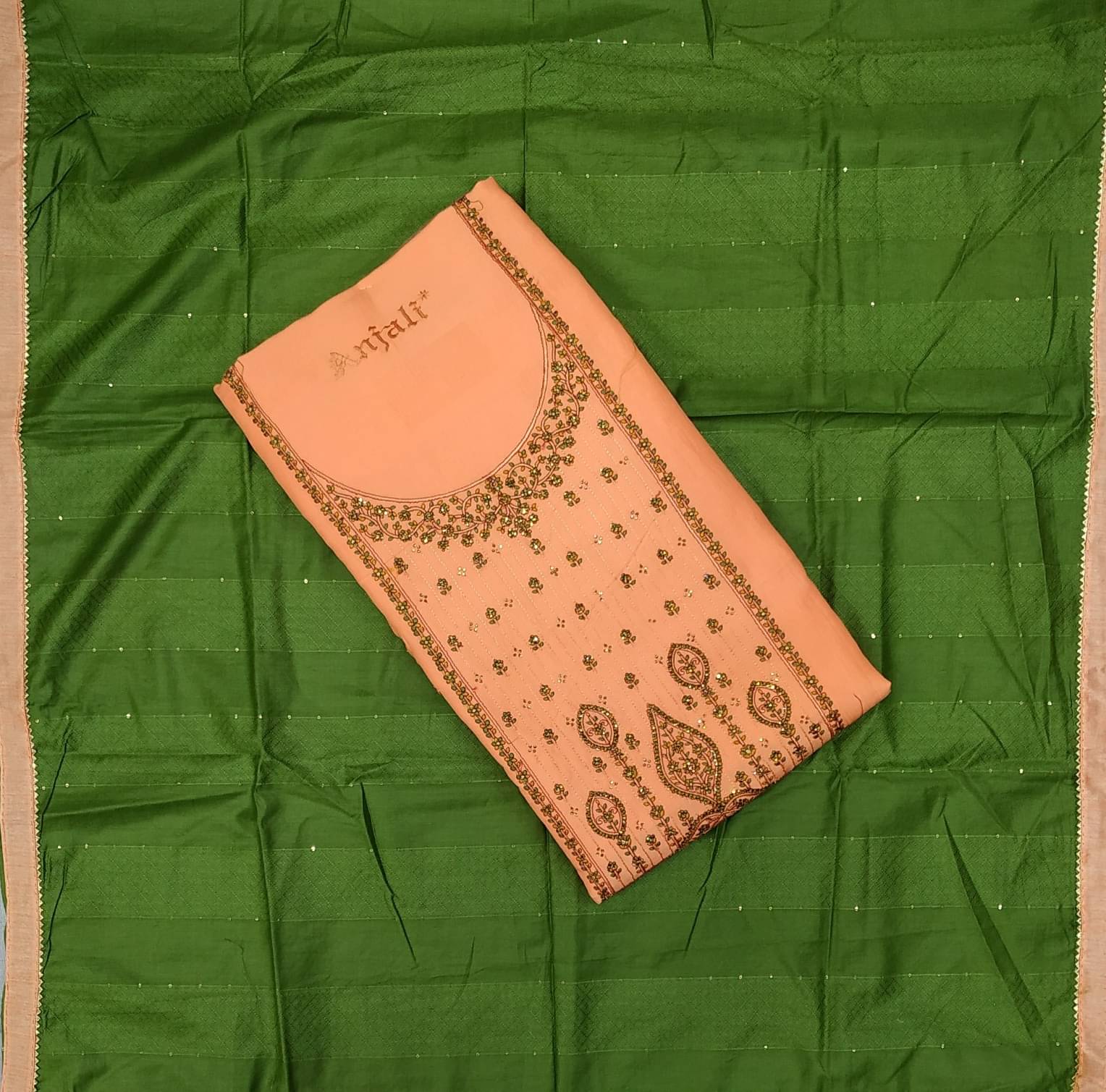 Soul Essence Unstitched Cotton Embroidered Dress Material - Peach ( Pack of 1 )     			Soul Essence Unstitched Cotton Embroidered Dress Material - Peach ( Pack of 1 )