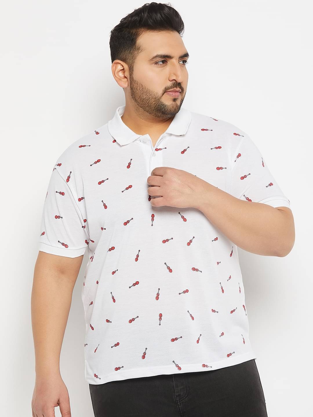     			The Million Club Pack of 1 Cotton Blend Regular Fit Printed Half Sleeves Men's Polo T Shirt ( White )