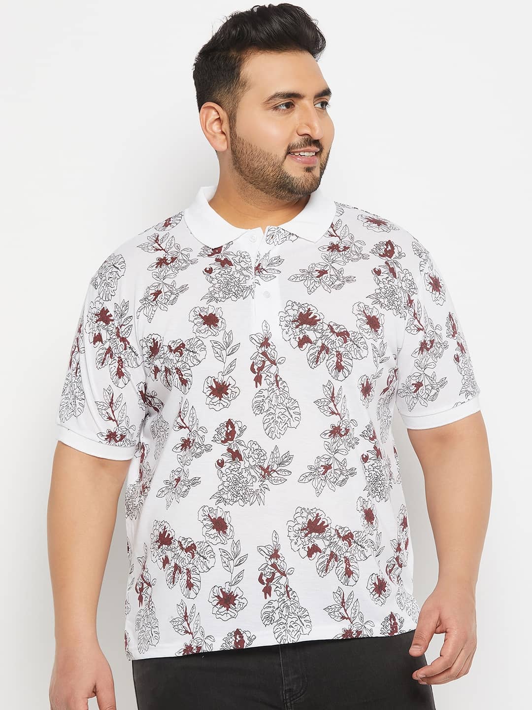 The Million Club Pack of 1 Cotton Blend Regular Fit Printed Half Sleeves Men's Polo T Shirt ( White )