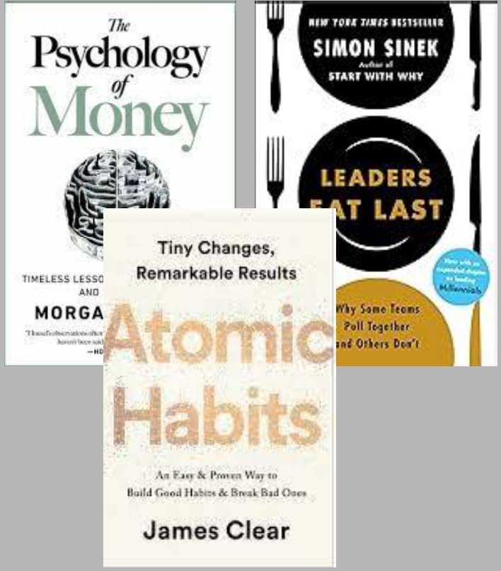 The Psychology of Money + Leaders Eat Last + Atomic Habits     			The Psychology of Money + Leaders Eat Last + Atomic Habits