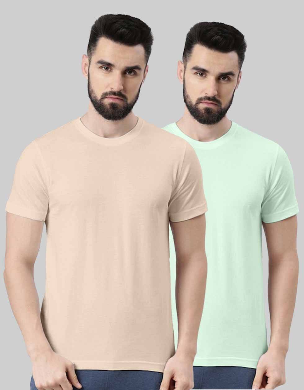 Veirdo Pack of 2 100% Cotton Regular Fit Men's T-Shirt ( Beige ) Veirdo Pack of 2 100% Cotton Regular Fit Men's T-Shirt ( Beige )