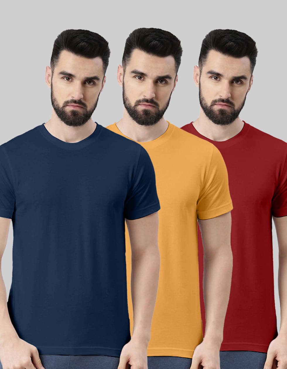     			Veirdo Pack of 3 100% Cotton Regular Fit Men's T-Shirt ( Blue )