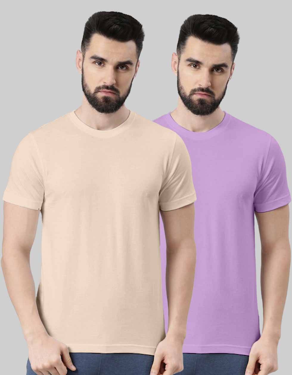     			Veirdo Pack of 2 100% Cotton Regular Fit Men's T-Shirt ( Light Pink )