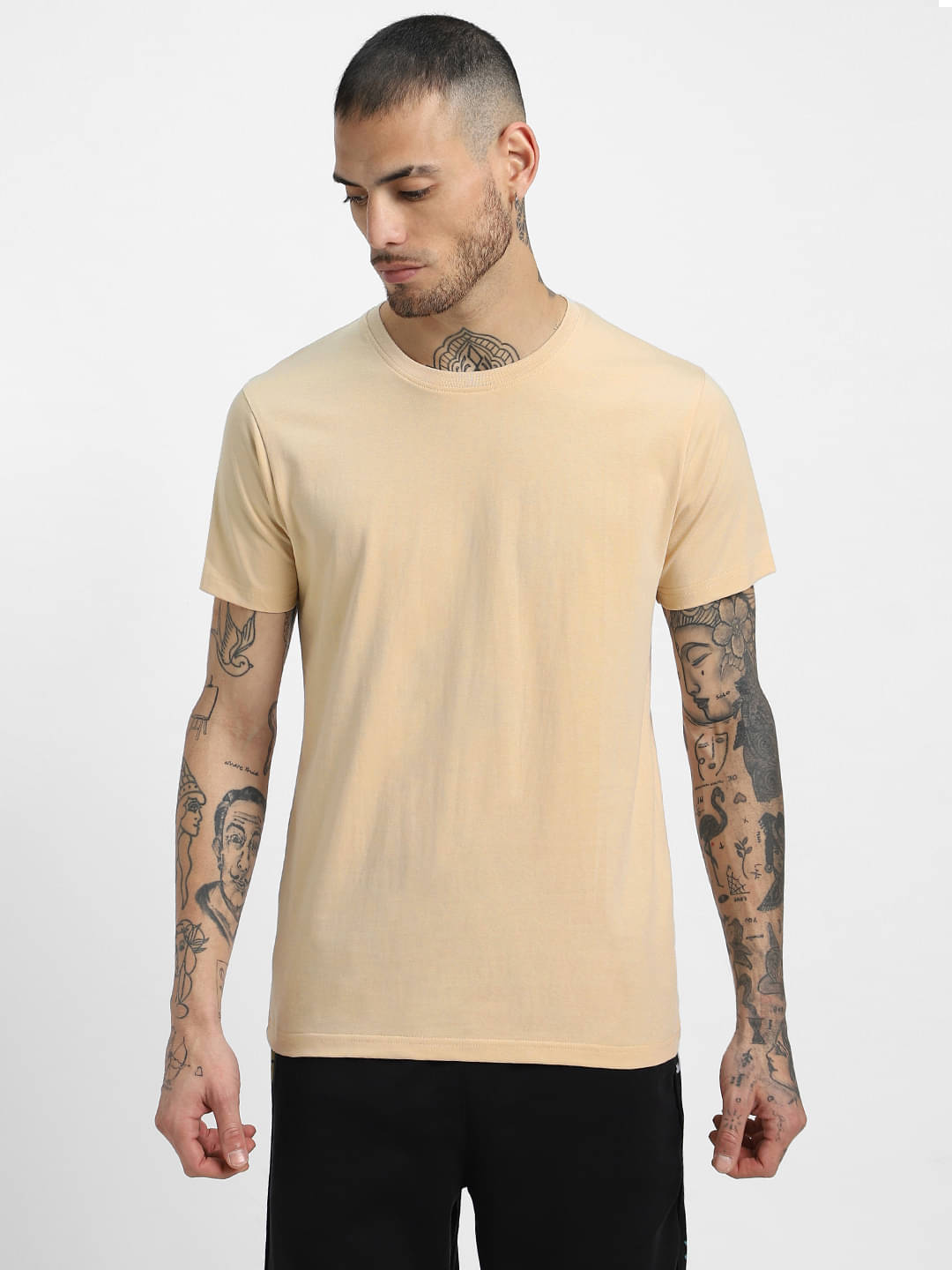     			Veirdo Pack of 1 100% Cotton Regular Fit Men's T-Shirt ( Beige )