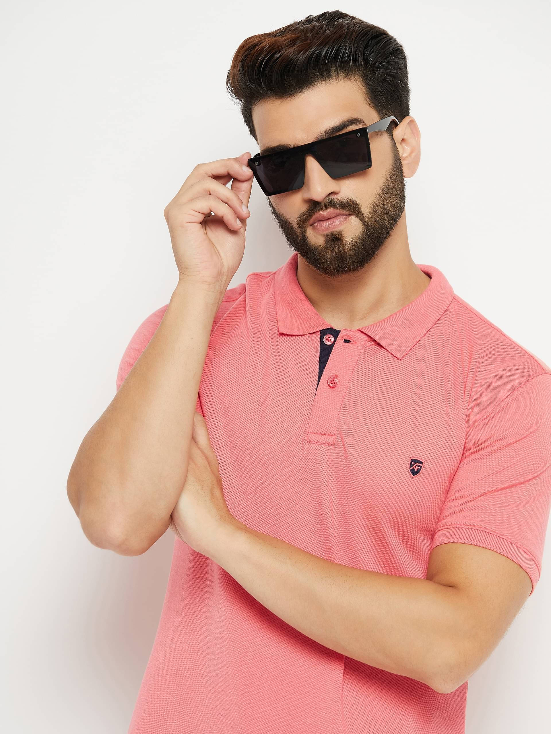 XFOX Pack of 1 Cotton Blend Regular Fit Solid Half Sleeves Men's Polo T Shirt ( Pink ) XFOX Pack of 1 Cotton Blend Regular Fit Solid Half Sleeves Men's Polo T Shirt ( Pink )