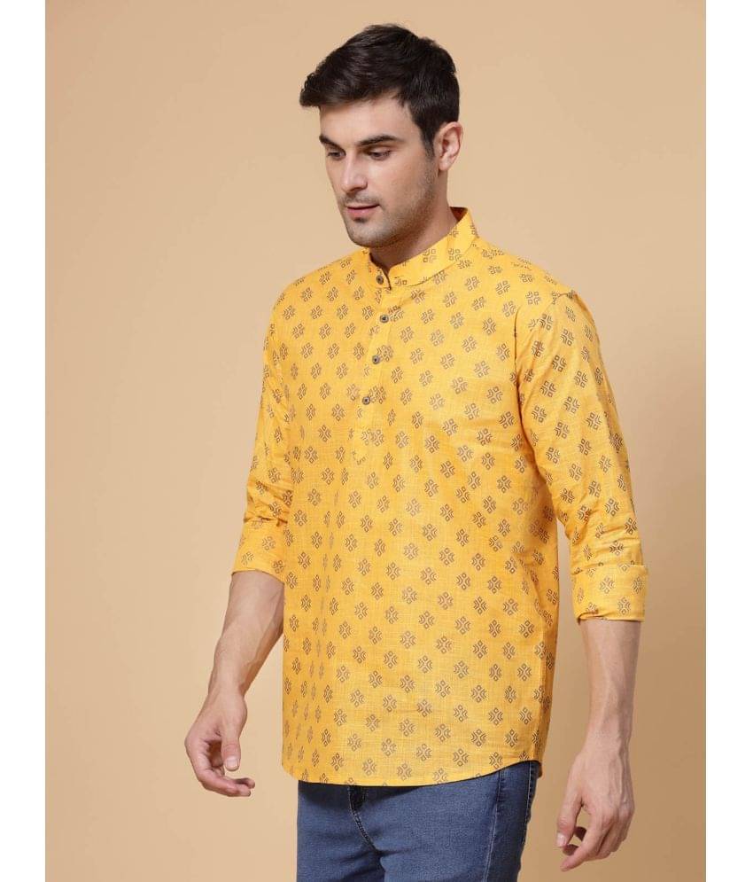 allan peter Yellow Cotton Men's Regular Kurta ( Pack of 1 )     			allan peter Yellow Cotton Men's Regular Kurta ( Pack of 1 )