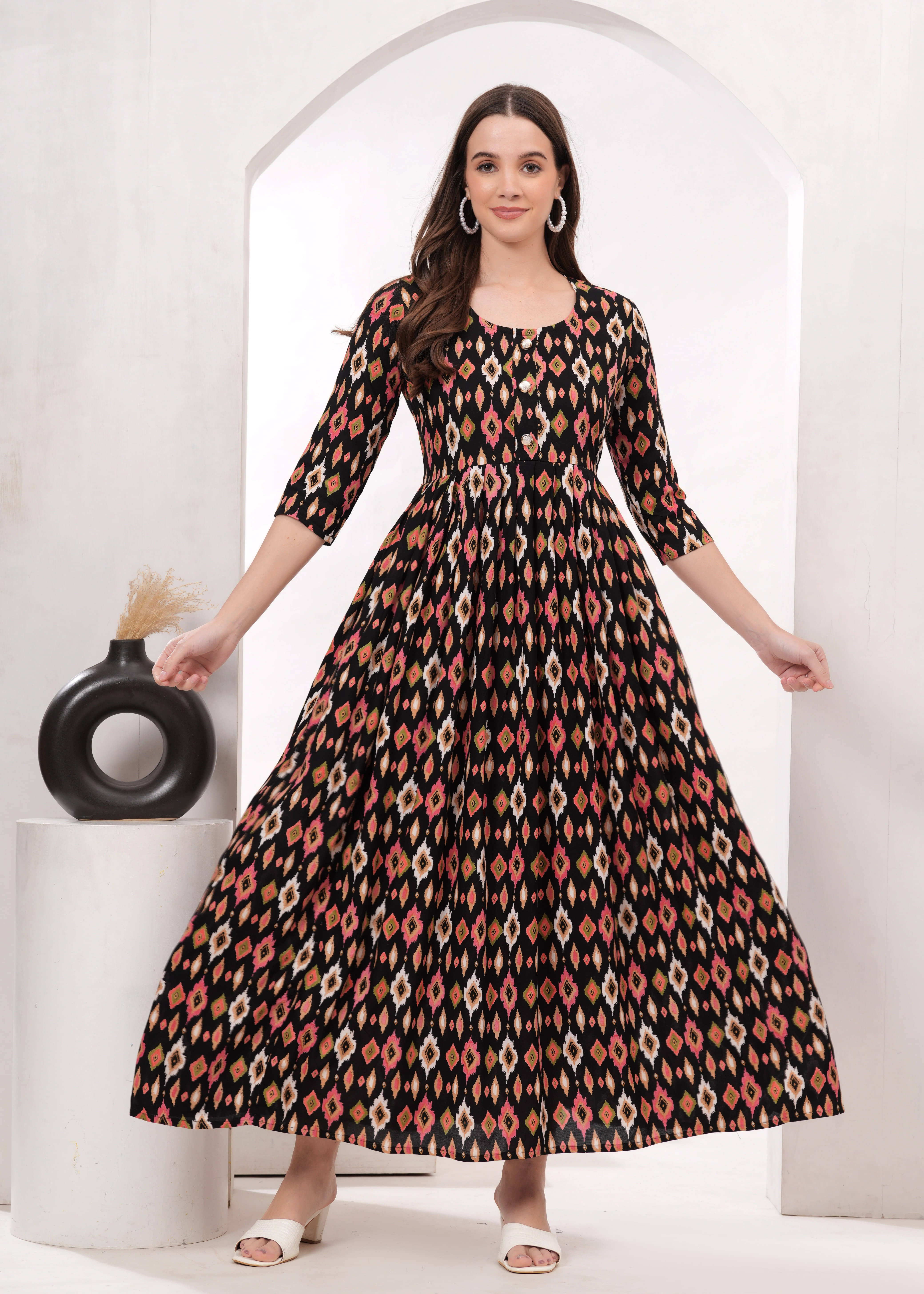 ANNEIV Rayon Printed A-line Women's Kurti - Black ( Pack of 1 ) - Kurtis, Tunics | Buy online on ZillyBuy
