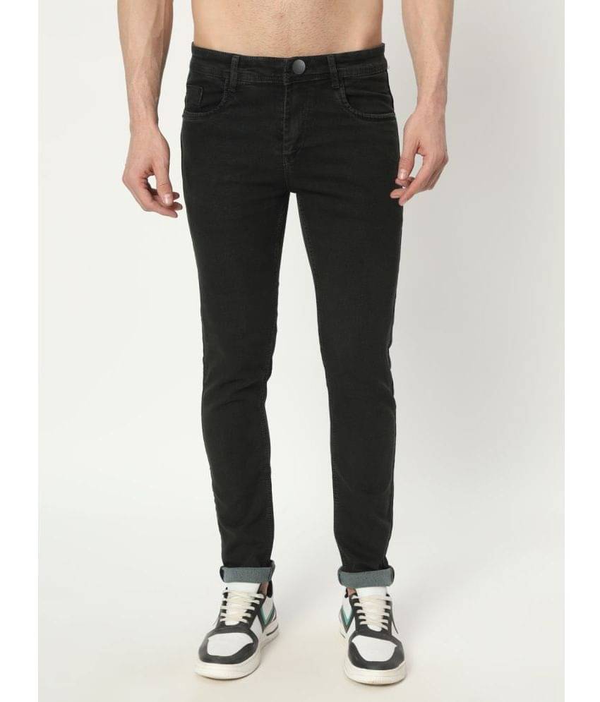 AngelFab Skinny Fit Cuffed Hem Men's Jeans - Black ( Pack of 1 ) AngelFab Skinny Fit Cuffed Hem Men's Jeans - Black ( Pack of 1 )