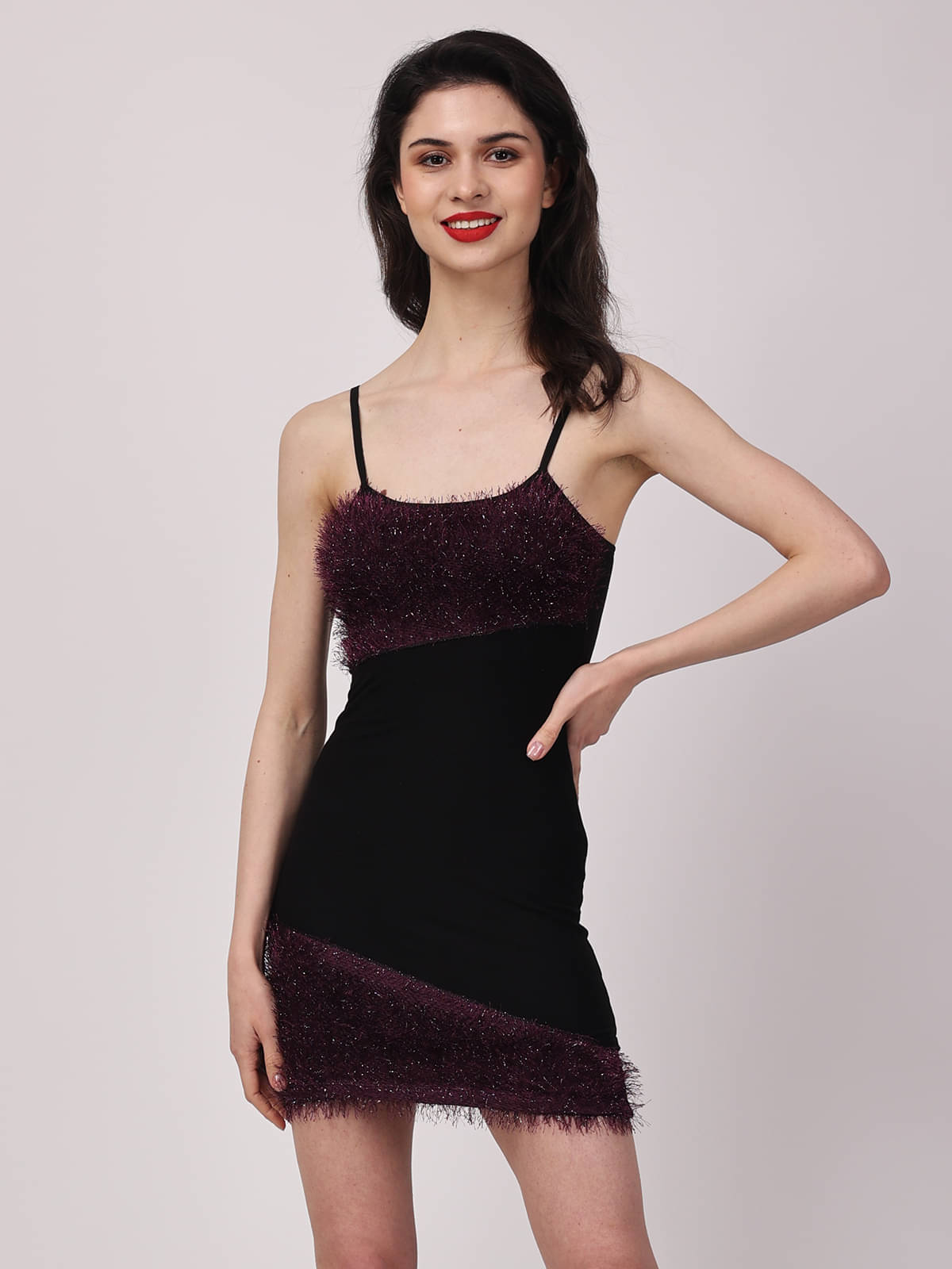 D Naked Women Viscose Self Design Bodycon Dress ( Purple ) D Naked Women Viscose Self Design Bodycon Dress ( Purple )