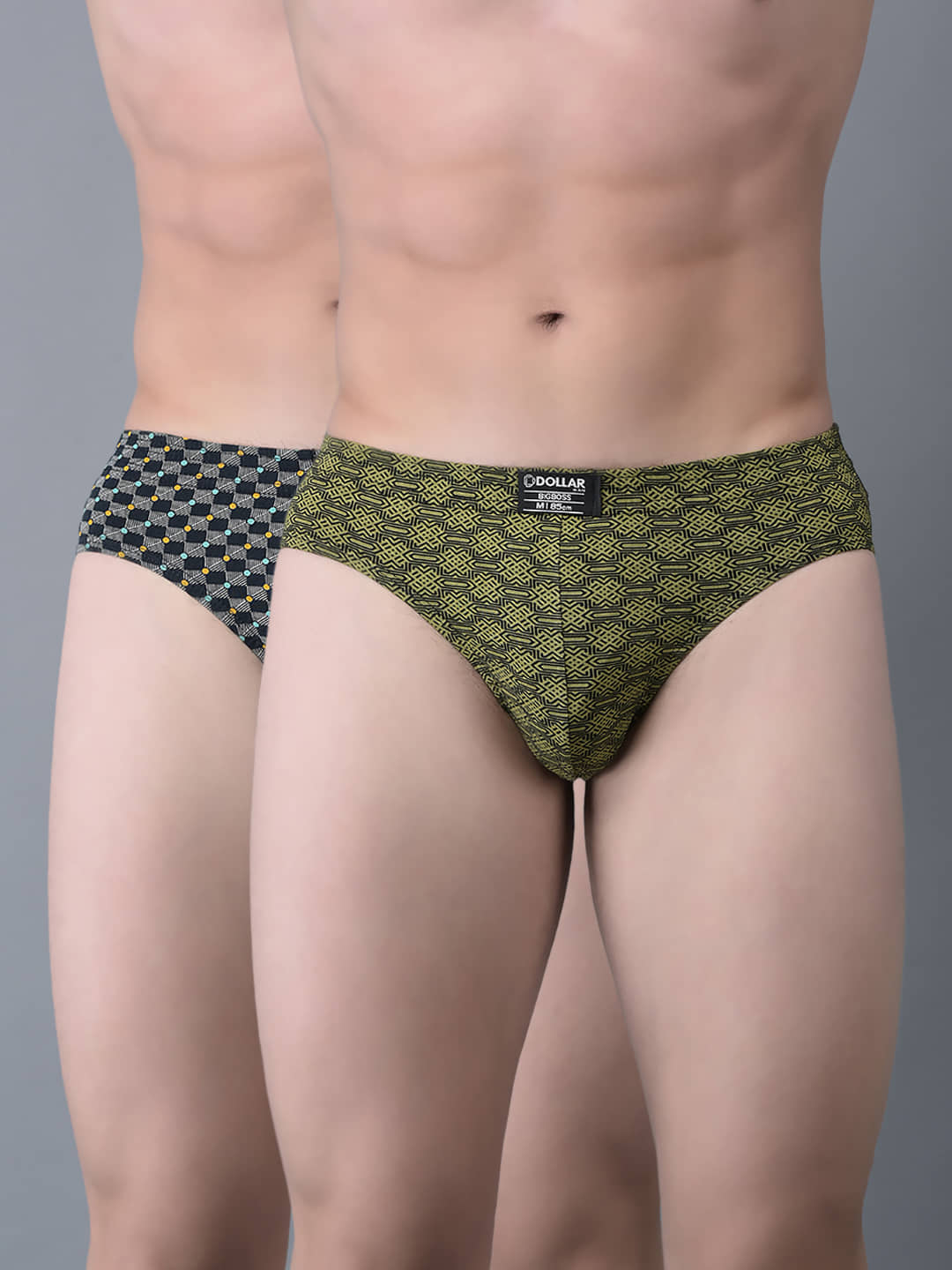 Dollar Bigboss Men's Pack of 2 Soft Combed Cotton Printed Brief (Colour May Vary)
