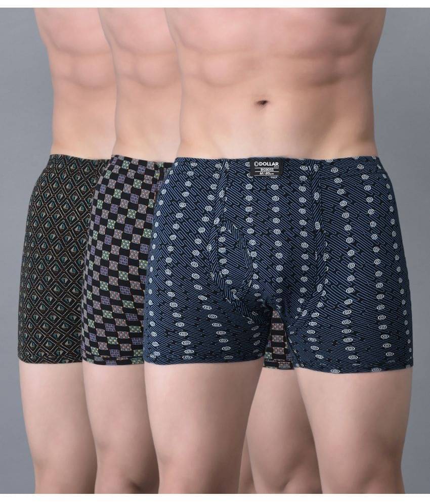     			Dollar Bigboss Men's Pack of 3 Soft Combed Cotton Printed Trunk (Colour May Vary)