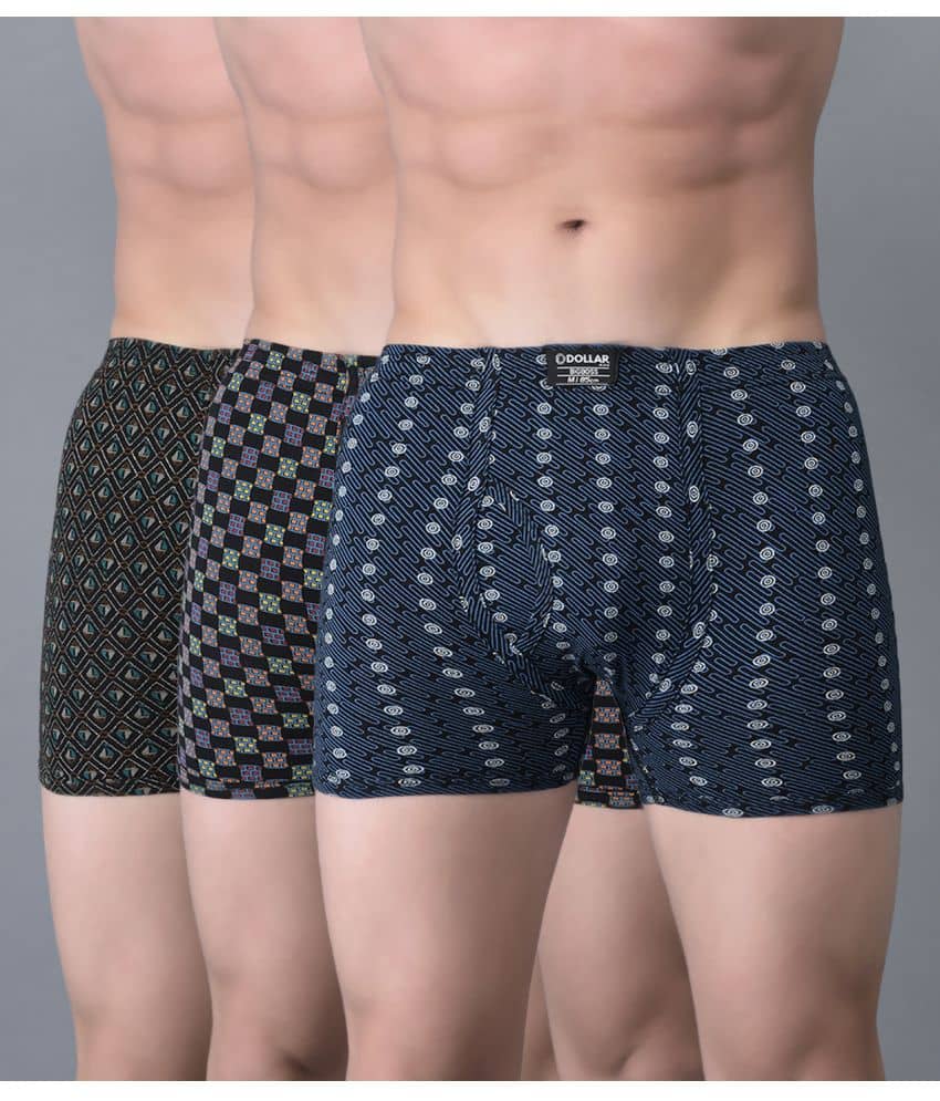 Dollar Bigboss Men's Pack of 3 Soft Combed Cotton Printed Trunk (Colour May Vary)