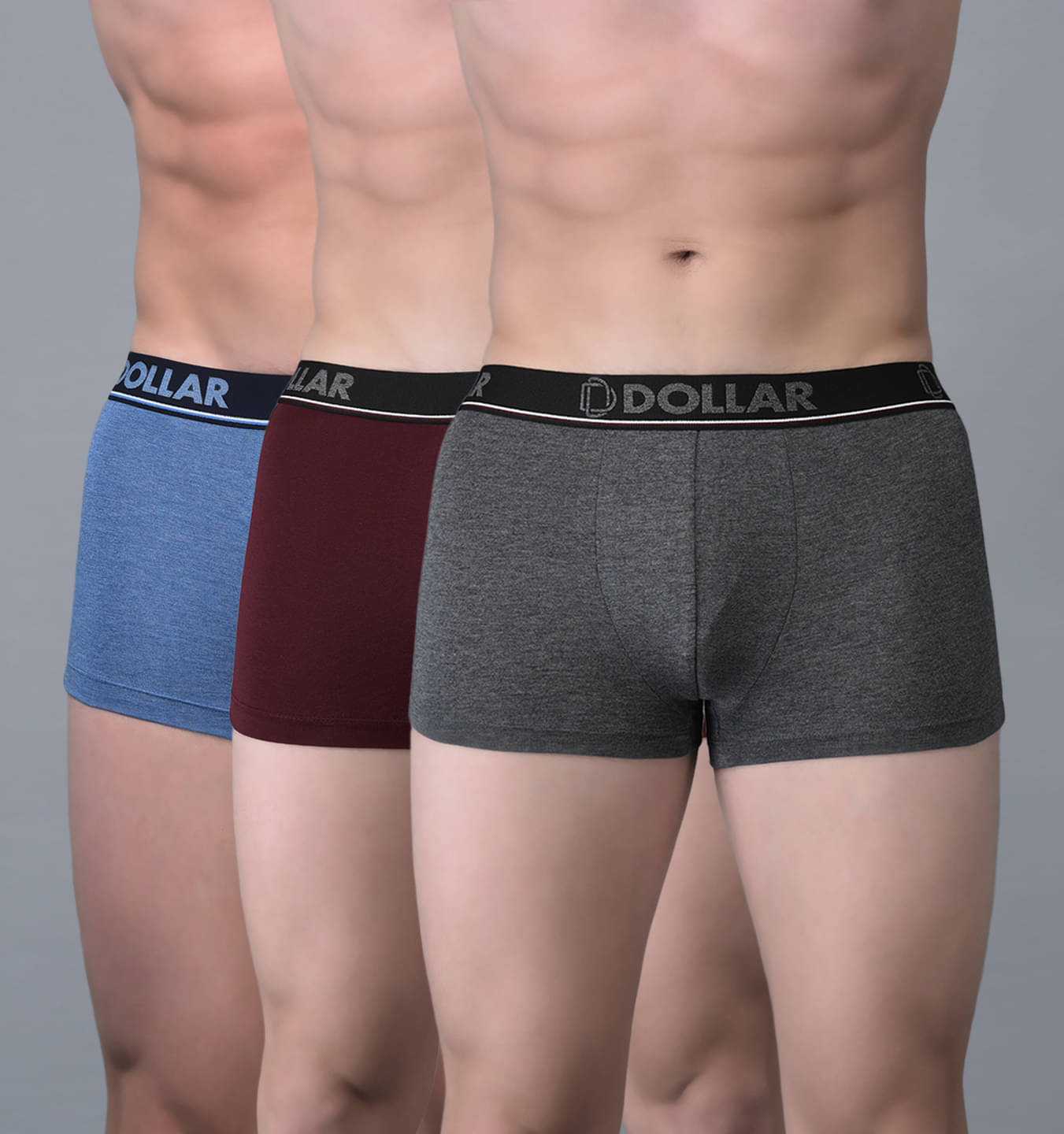     			Dollar Bigboss Men's Pack of 3 Shuffle Intellisoft Cotton Modal Solid Trunk (Colour May Vary)