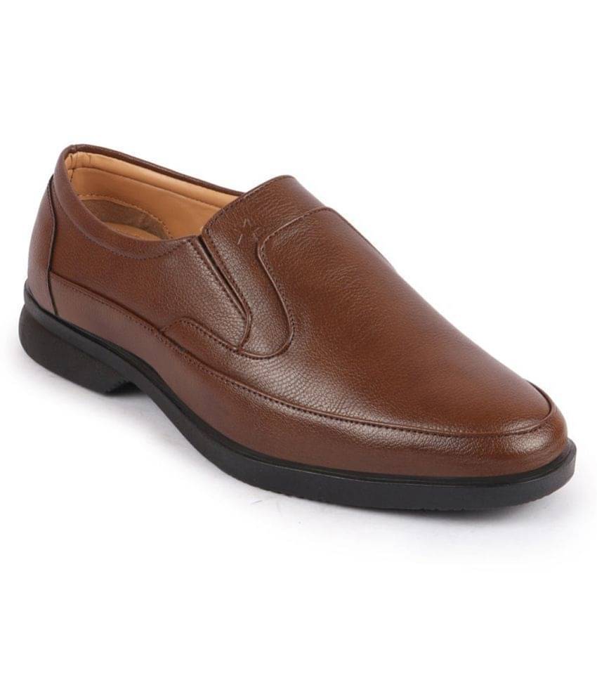     			Fausto Brown Men's Slip On Formal Shoes
