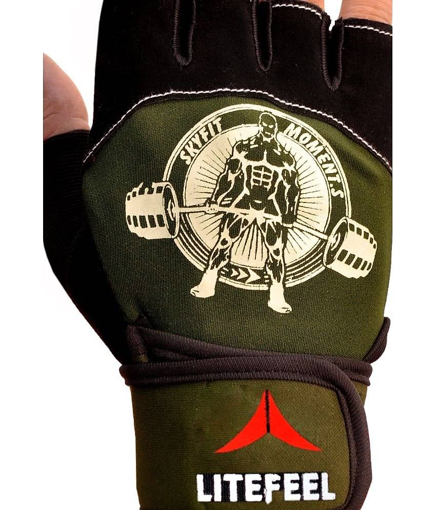 LITEFEEL Royal Olive Glove Unisex Polyester Gym Gloves For Advanced Fitness Training and Workout With Half-Finger Length