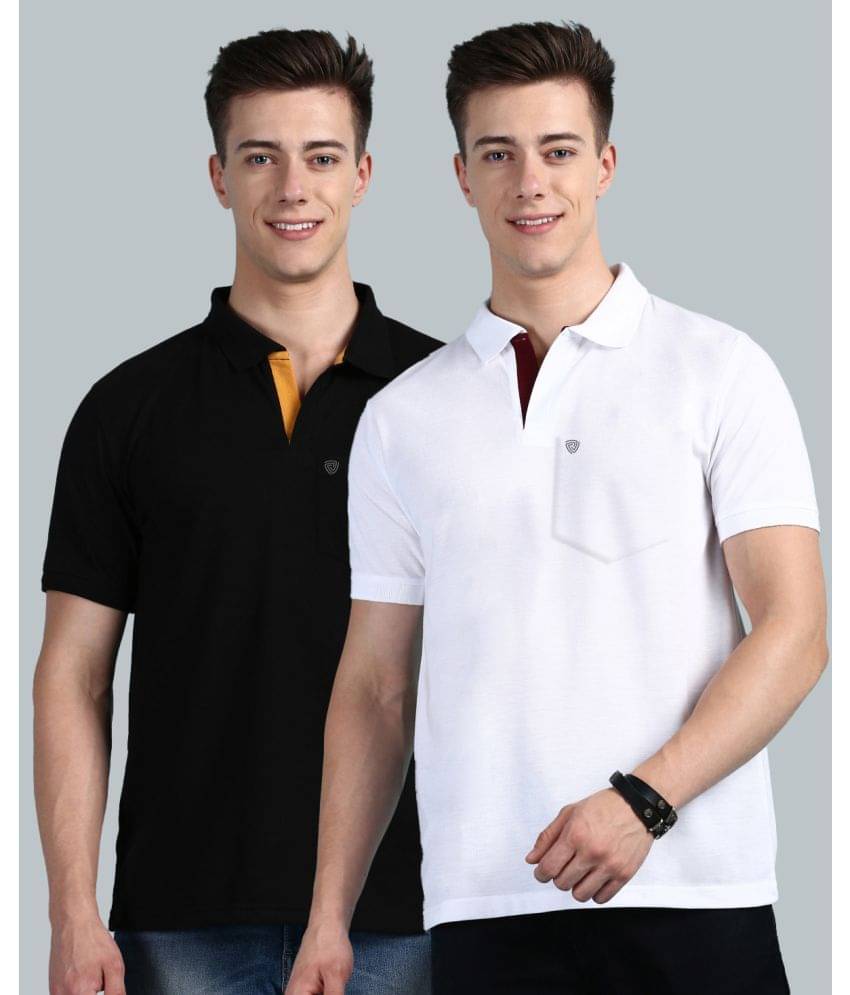     			Lux Cozi Cotton Regular Fit Solid Half Sleeves Men's Polo T Shirt - White ( Pack of 2 )