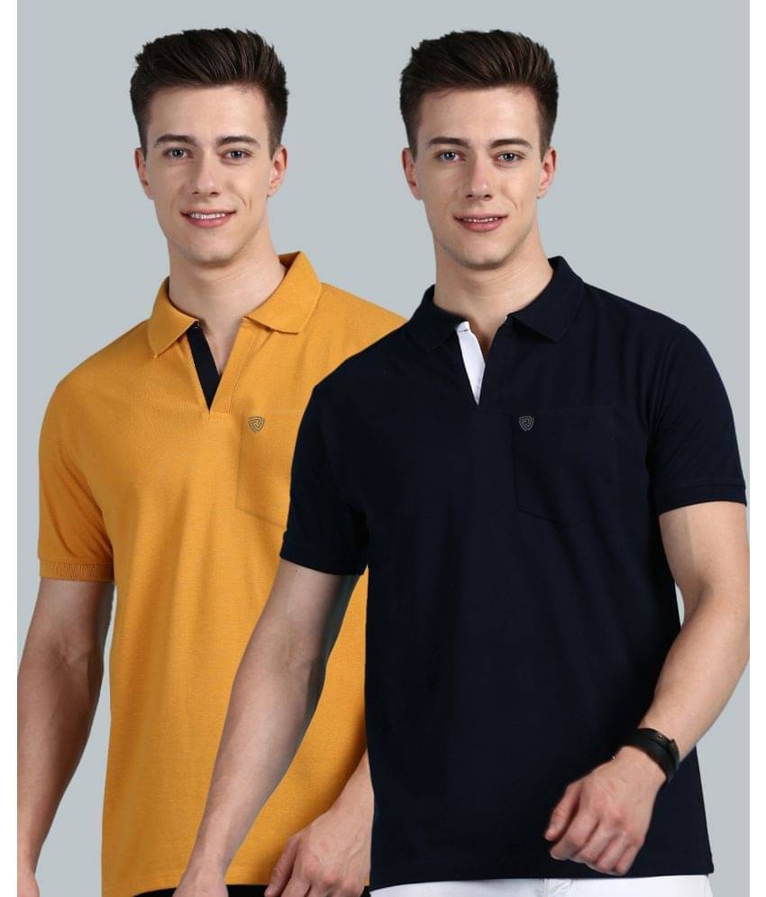 Lux Cozi Cotton Regular Fit Solid Half Sleeves Men's Polo T Shirt - Navy Blue ( Pack of 2 )     			Lux Cozi Cotton Regular Fit Solid Half Sleeves Men's Polo T Shirt - Navy Blue ( Pack of 2 )
