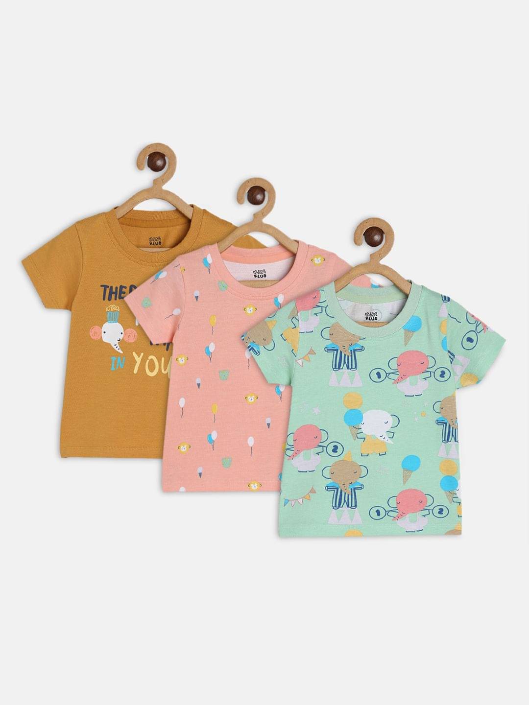     			MINI KLUB Pack of 3 Baby Boys Cotton T-Shirt ( Multi )