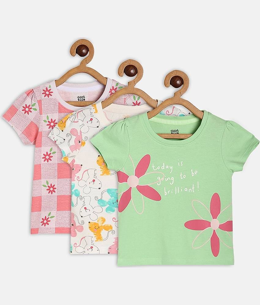 MINI KLUB Pack of 3 Baby Girls Cotton Top ( Multi )