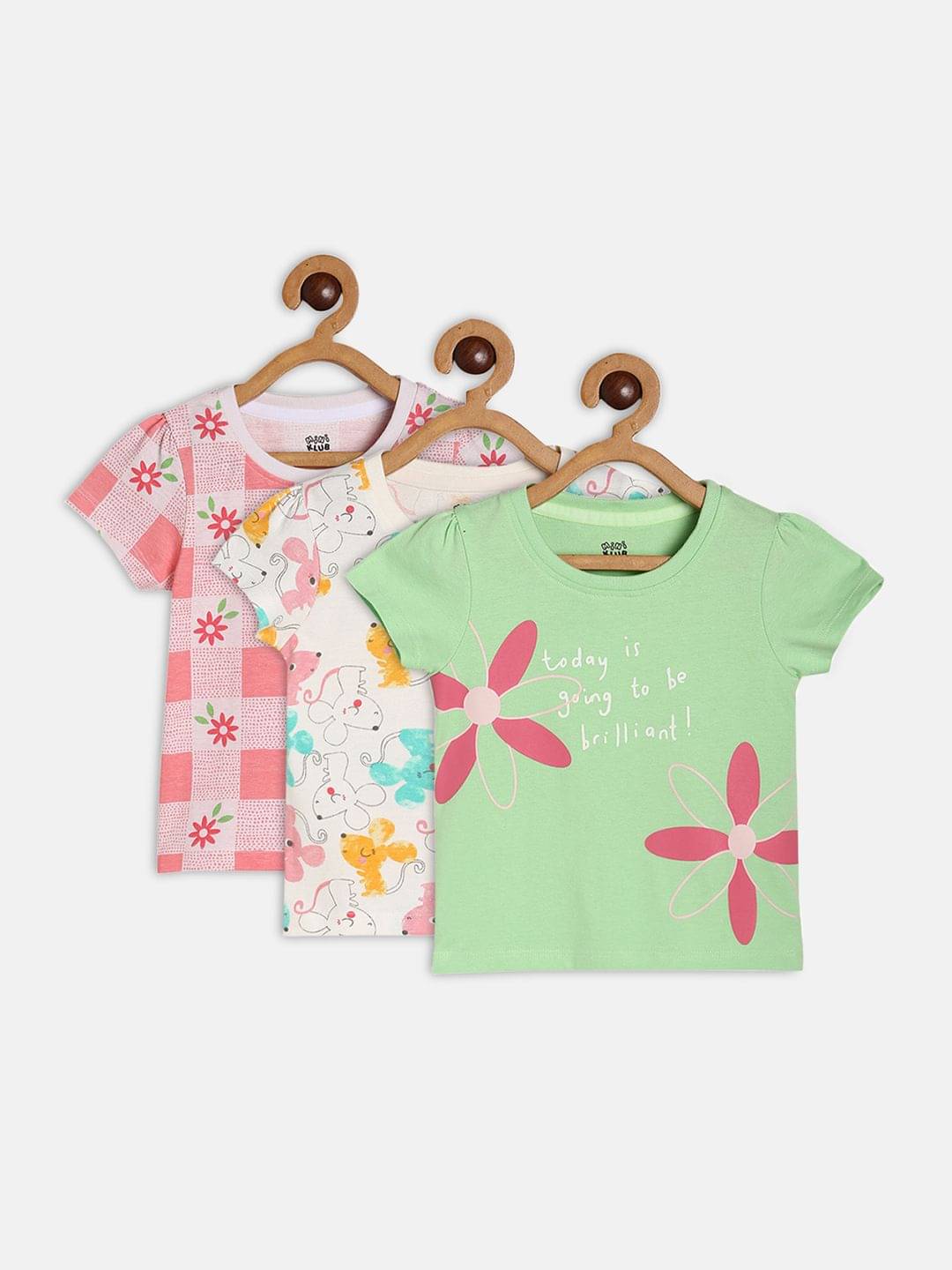     			MINI KLUB Pack of 3 Baby Girls Cotton Top ( Multi )