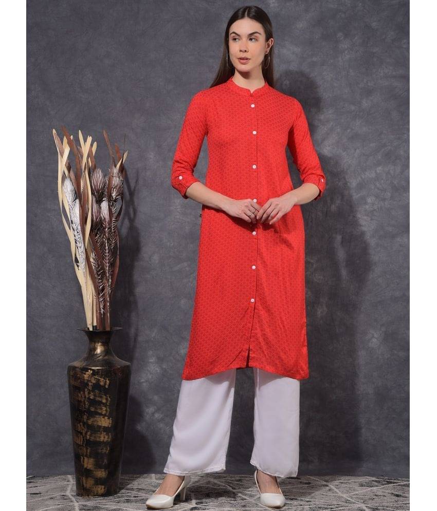 Mamoose Cotton Blend Self Design Straight Women's Kurti - Red ( Pack of 1 ) Mamoose Cotton Blend Self Design Straight Women's Kurti - Red ( Pack of 1 )