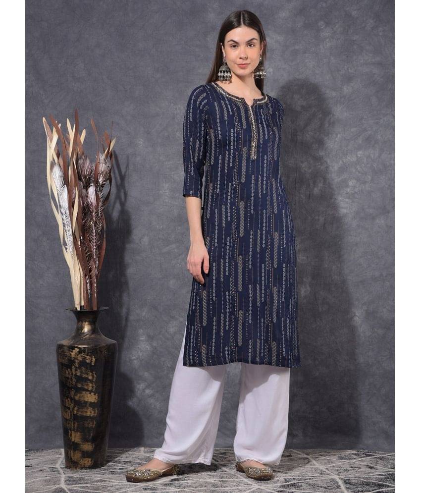 Mamoose Cotton Blend Self Design Straight Women's Kurti - Blue ( Pack of 1 ) Mamoose Cotton Blend Self Design Straight Women's Kurti - Blue ( Pack of 1 )