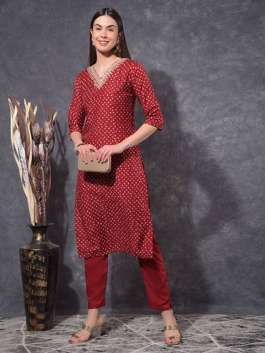 Mamoose Cotton Blend Self Design Kurti With Pants Women's Stitched Salwar Suit - Maroon ( Pack of 1 ) Mamoose Cotton Blend Self Design Kurti With Pants Women's Stitched Salwar Suit - Maroon ( Pack of 1 )