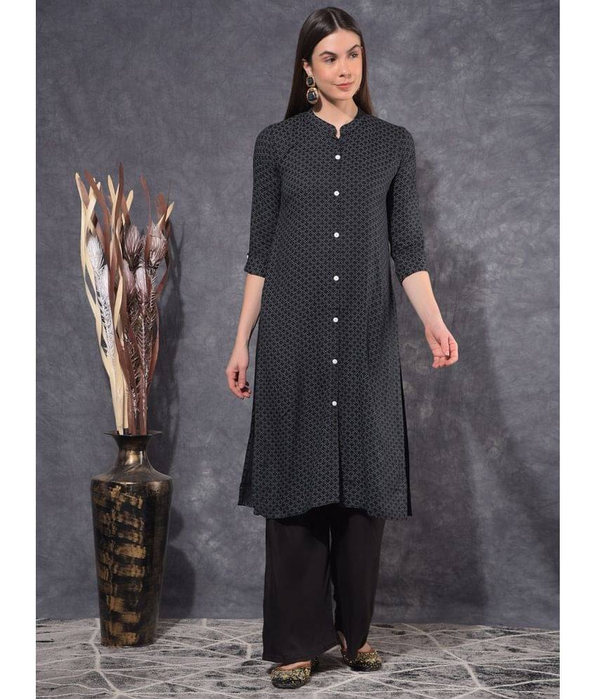 Mamoose Cotton Blend Self Design Straight Women's Kurti - Black ( Pack of 1 ) Mamoose Cotton Blend Self Design Straight Women's Kurti - Black ( Pack of 1 )