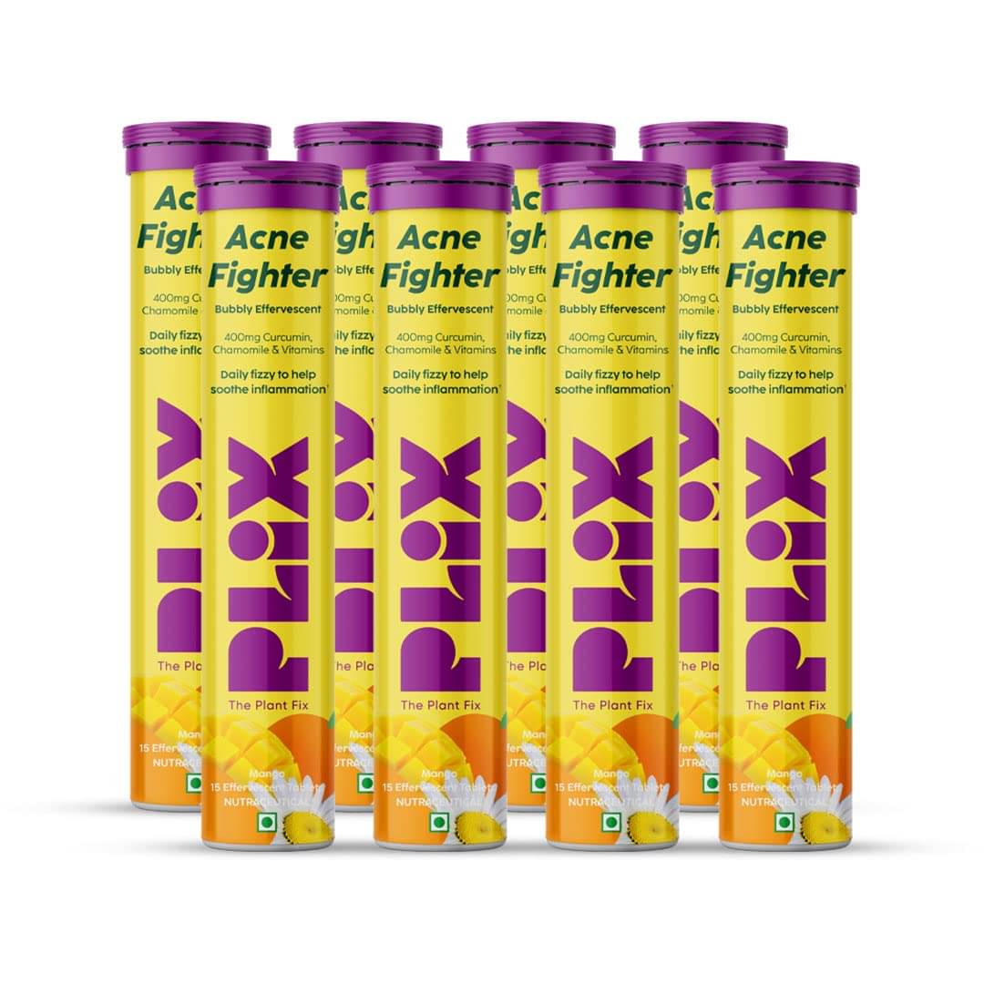 Plix Acne Shield 15 Effervescent Tablets Mango Twist Flavour Pack of 8 Goodness Of Curcumin & Aloe Plix Acne Shield 15 Effervescent Tablets Mango Twist Flavour Pack of 8 Goodness Of Curcumin & Aloe