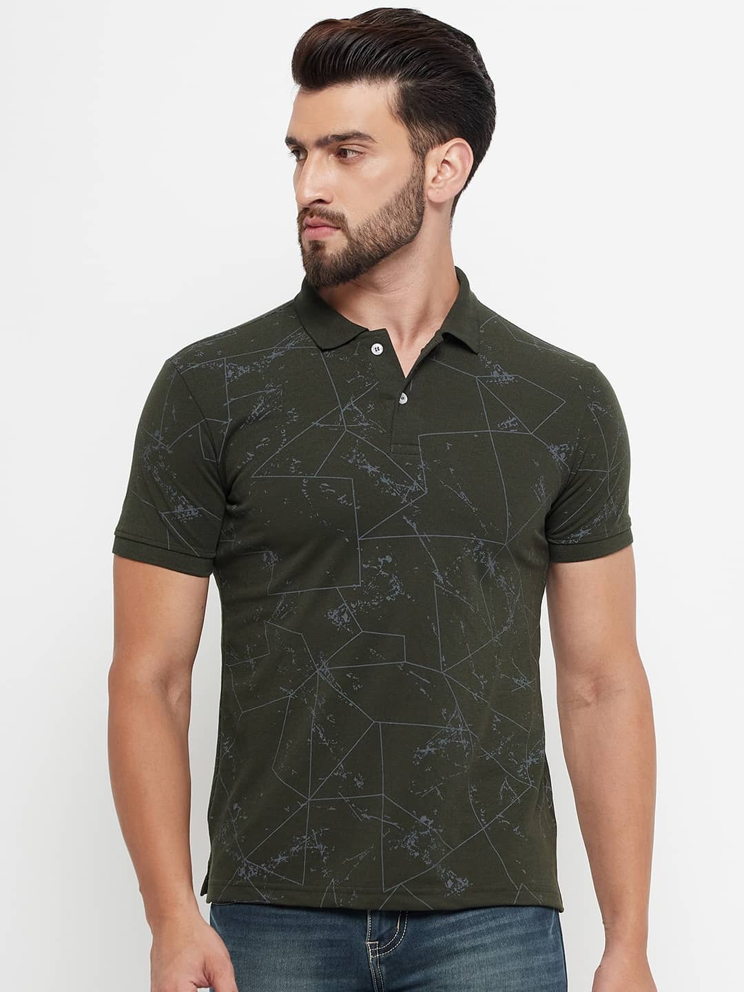 RELANE Pack of 1 Cotton Blend Regular Fit Dyed Half Sleeves Men's Polo T Shirt ( Olive Green )
