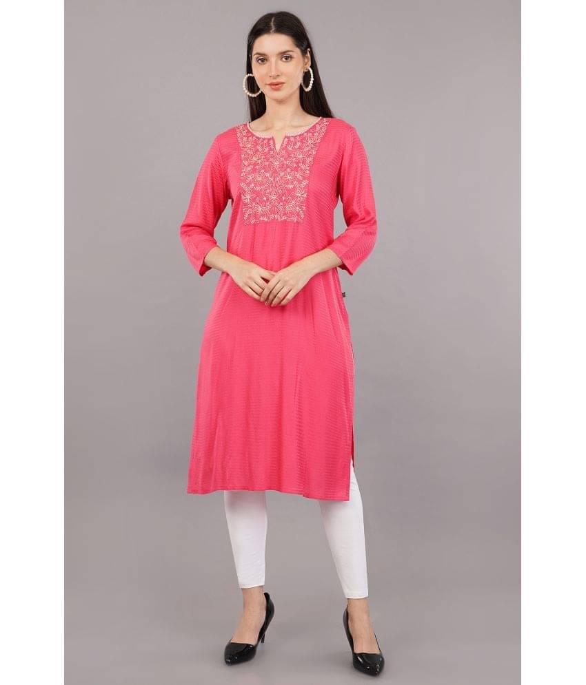     			Shruthi Viscose Printed Straight Women's Kurti - Pink ( Pack of 1 )