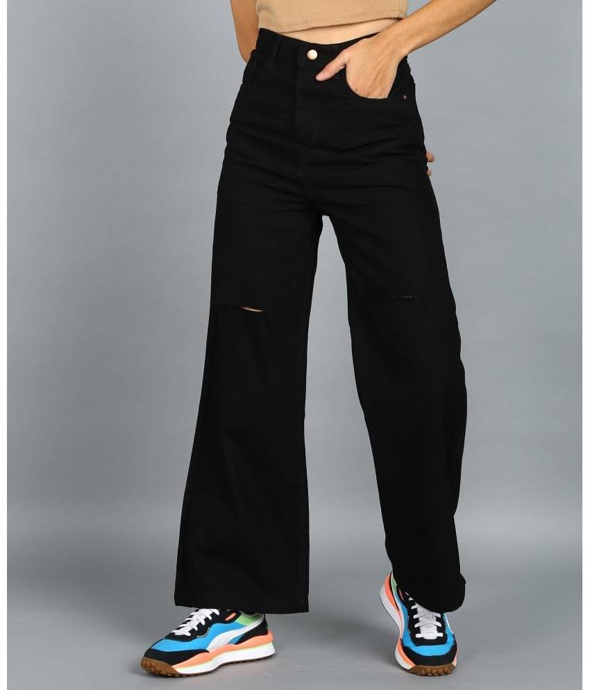     			Urbano Fashion - Black Denim Wide Leg Women's Jeans ( Pack of 1 )