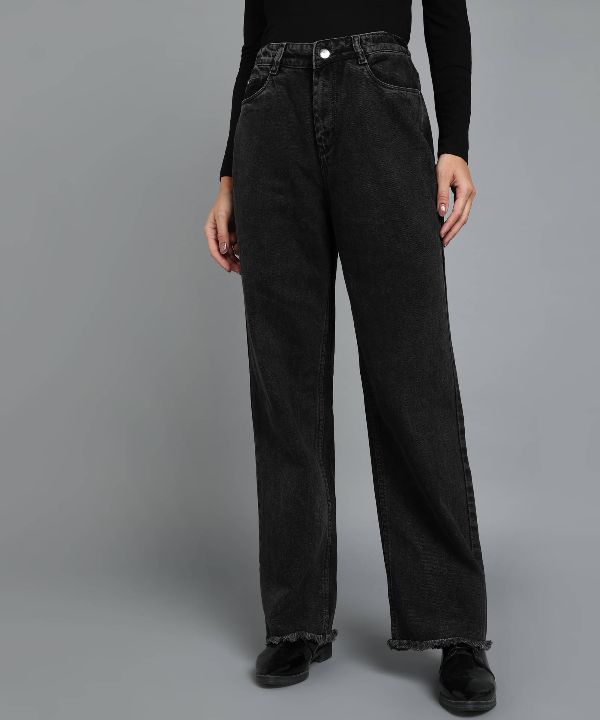     			Urbano Fashion - Black Denim Wide Leg Women's Jeans ( Pack of 1 )