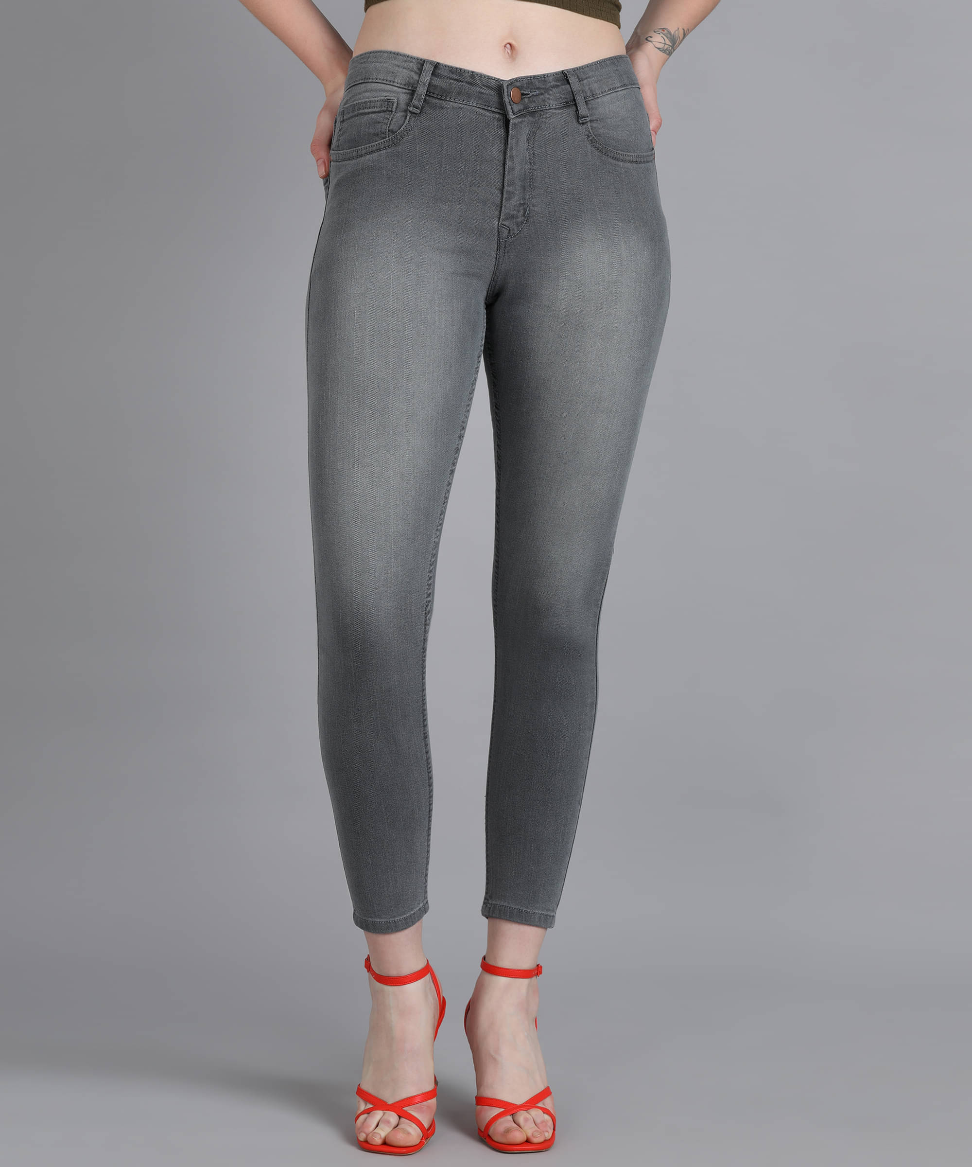     			Urbano Fashion - Light Grey Denim Skinny Fit Women's Jeans ( Pack of 1 )