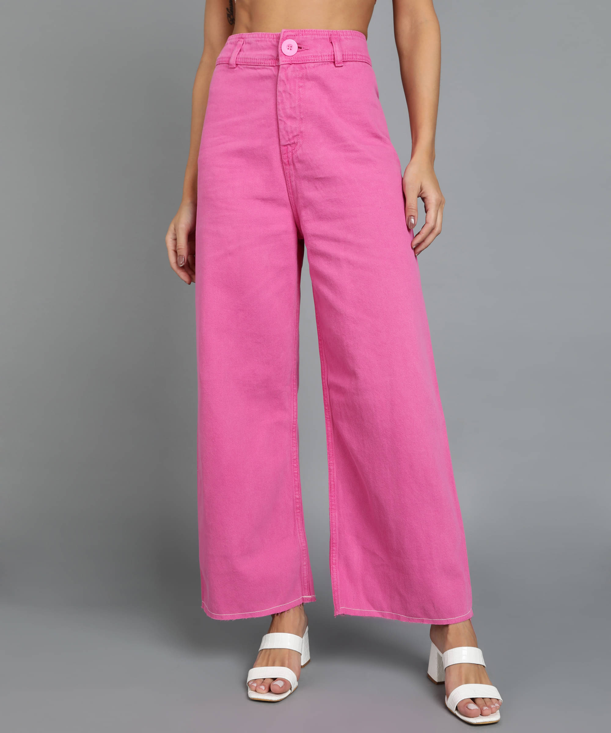     			Urbano Fashion - Pink Denim Wide Leg Women's Jeans ( Pack of 1 )