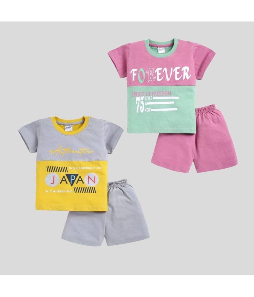     			Venus and Mars Pack of 3 Boys Cotton T-Shirt & Shorts Set ( Pink )