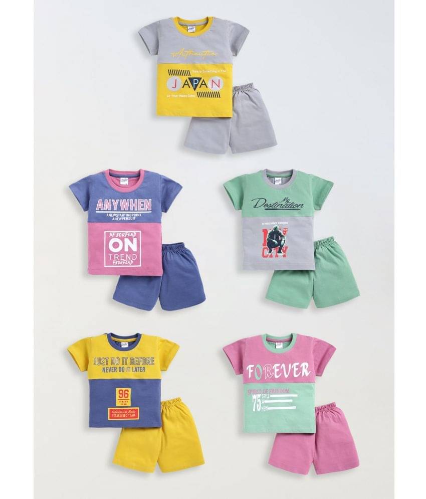     			Venus and Mars Pack of 3 Boys Cotton T-Shirt & Shorts Set ( Yellow )
