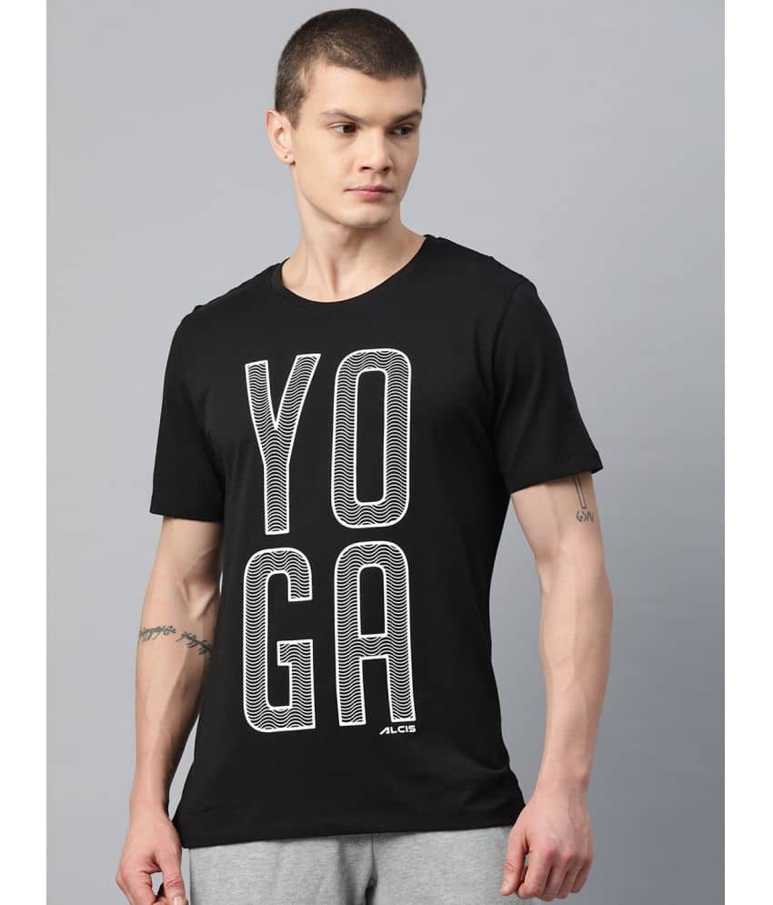 Alcis Black Cotton Regular Fit Men's Sports T-Shirt ( Pack of 1 )