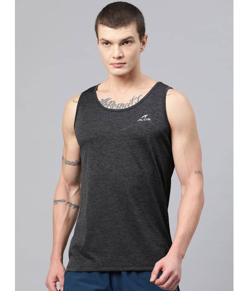 Alcis Black Polyester Slim Fit Men's Sports T-Shirt ( Pack of 1 ) Alcis Black Polyester Slim Fit Men's Sports T-Shirt ( Pack of 1 )
